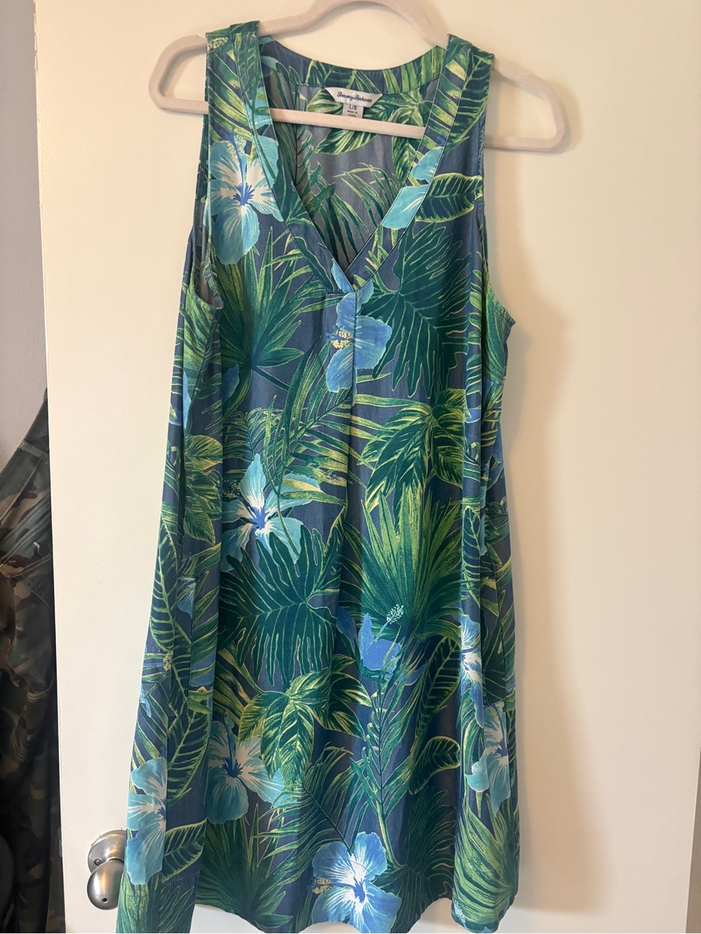 Tommy Bahama Blue and Green Tropical V-Neck Swim Cover-Up